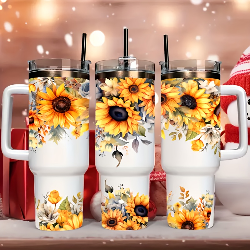 

2-pack Floral Sunflower Uv Dtf Transfer Stickers, Waterproof & Scratch-resistant, Diy Decoration Kit For 40oz Glass Cups, Tumblers, Coffee Mugs - Plastic Material