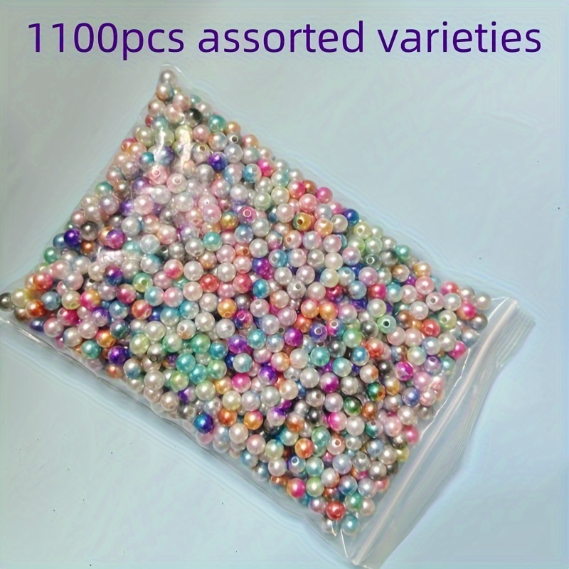 250/1100pcs Random Mixed Colors 6mm Gradient Round Beads With Holes, Suitable For Making - For Bracelet And Necklace Making Kits