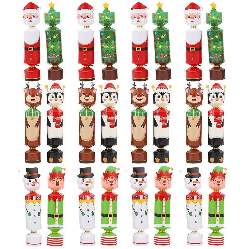 TEMU Regalo para Ella/Él, 24 cajas festivas de regalo de Navidad con diseños de Papá Noel, y árbol - Adorable embalaje de papel para decoraciones