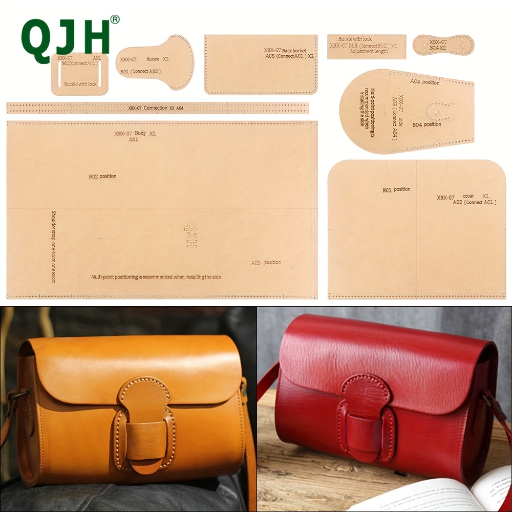 

Diy Leather Crossbody Bag Template Set - 1set Kraft Paper Pattern With Pre- Hole Stencil For Handmade Fashion Shoulder Bag Crafting Mold