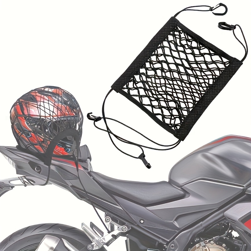 E-shop elastisches Gepäcknetz für Motorräder und Roller mit Helmhalterung - strapazierfähige Polyester-Fasernetztasche, geeignet für Fahrräder,