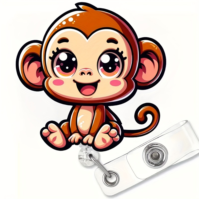 

Retractable Monkey Reel Id Badge Holder With Clip - Acrylic, Easy-pull For Nurses, Doctors, Rn, Lpn, Medical - Random Color