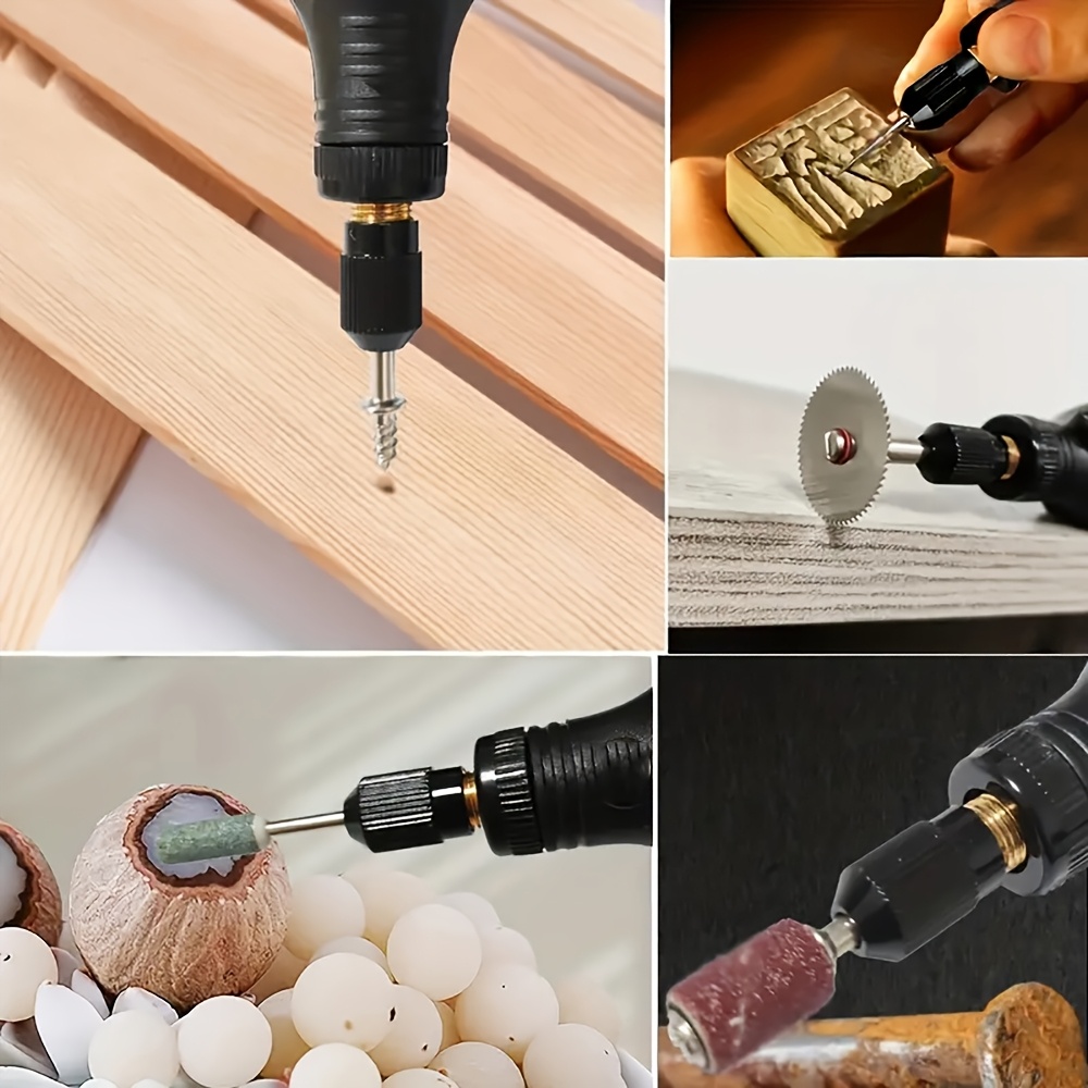 USB - Електрическа мини машина за шлайфане, полиране и пробиване с 3-степенна регулируема скорост, зареждаща се писалка за DIY бижута, гравиране, пробиване - Съвместима със стъкло, дърво, пластмаса (USB, без захранване) - Идеална