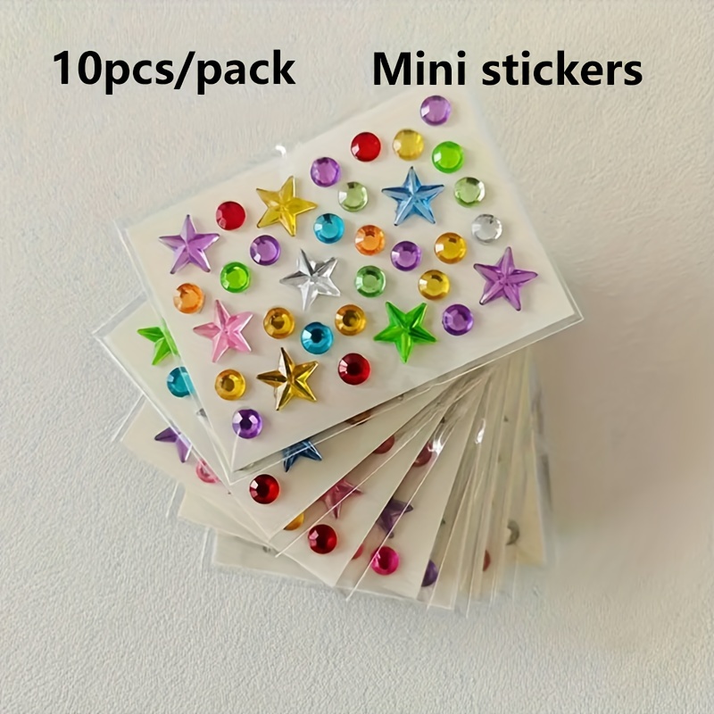 10pcs Colorful Diamond Stickers For Crafts, Small, Rhinestone Jewel Stickers, Heart Valentine's Day Stickers Face Gems Glitters Makeup For Music, Festival Decorations