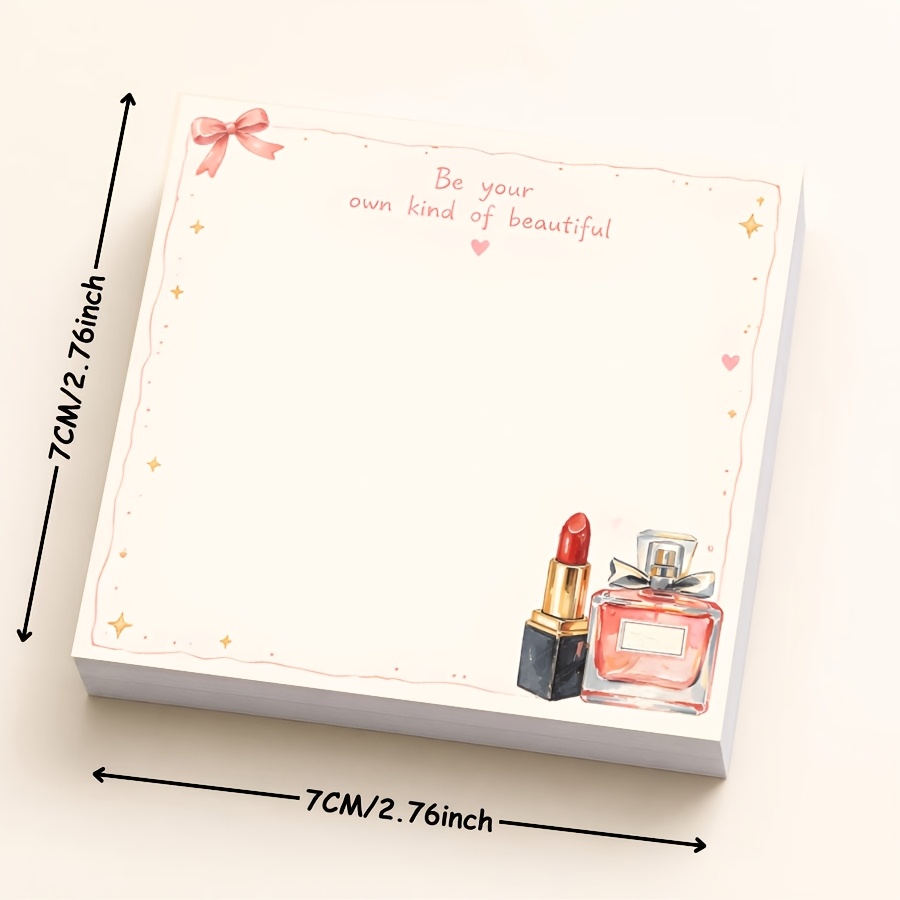 TEMU かわいい 粘着なし付箋＆ティックメモ帳｜トな美容テーマの筆記用ノートパッド｜メモや日記用の装飾デスクペーパー