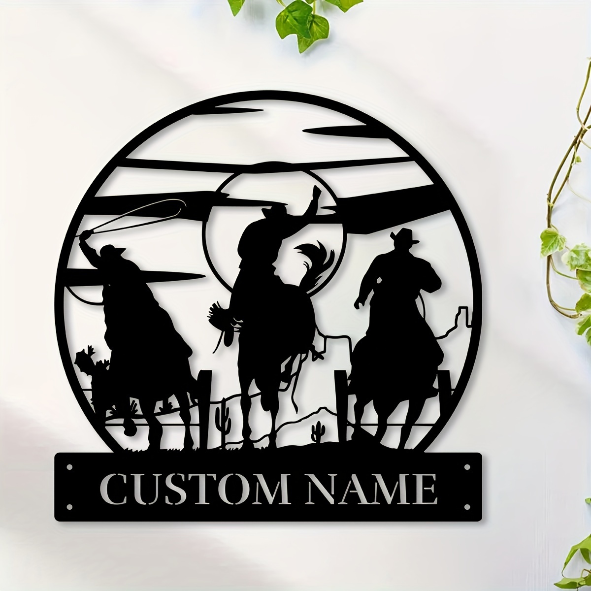 

1pc Custom Western Cowboy Wall Art, Personalized Names Western Cowboy Signs, Farmhouse Wall Decor, Metal Western Cowboy Hand Art, Custom Names Wall Decor For Porches, Patio, Gifts
