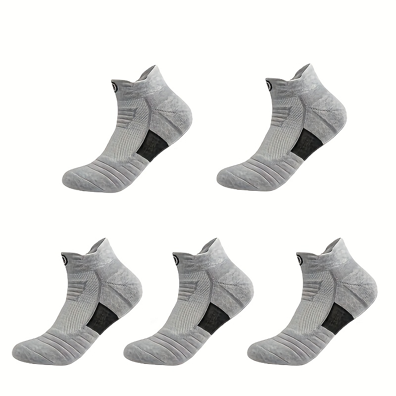 Image of 5/10 Pairs Men's Thick Towel Bottom Non-slip Sweat Absorbent Athletic Ankle Socks For Running, Marathon & Outdoor Activities - Navy Blue With Detail, Casual Socks, Machine Washable, Sweat-resistant