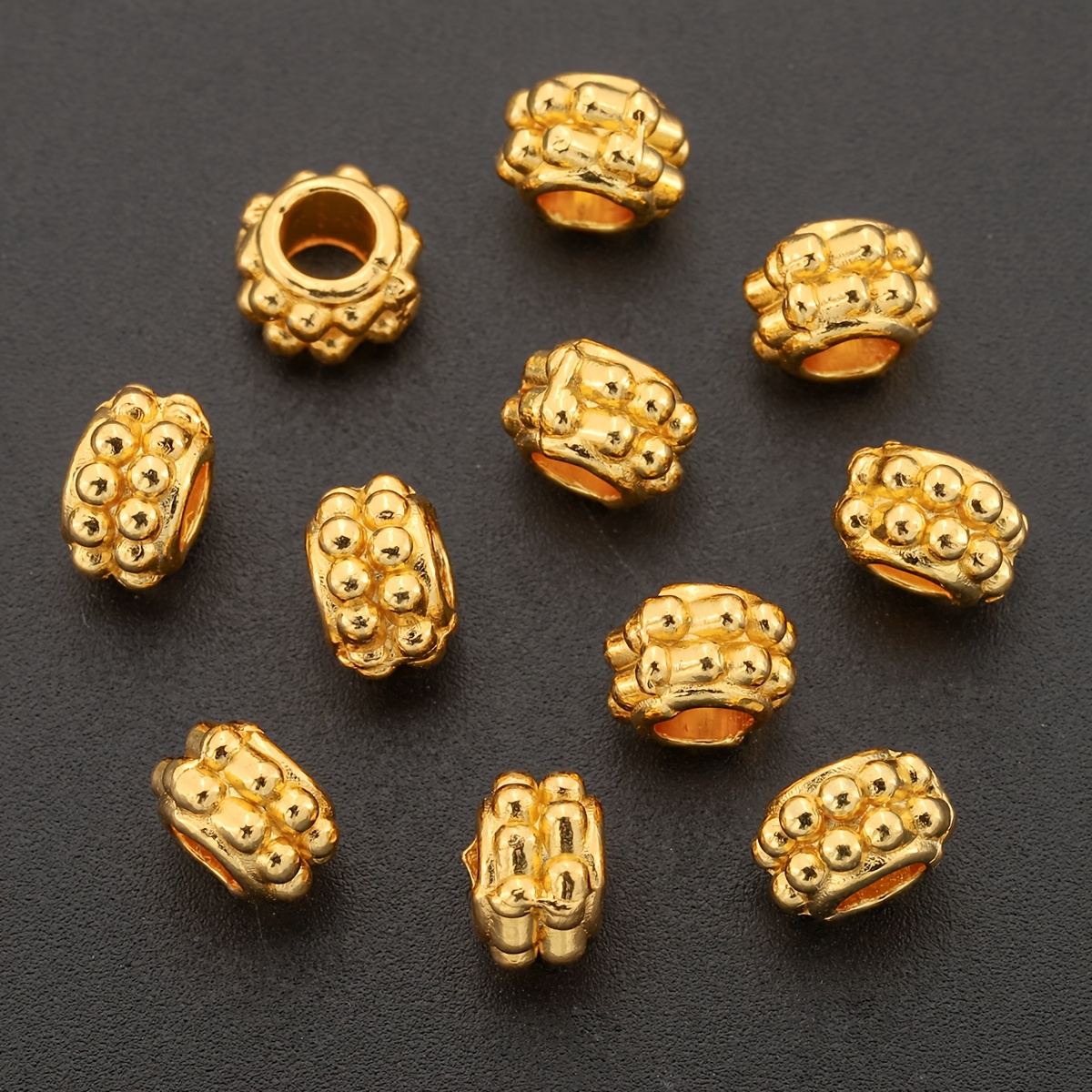 TEMU 50pcs/100pcs Separadores de Capa Redondos, Abalorios Sueltos de Aleación con Agujero para Hacer Pulseras Hechas a , Collares, Colgantes de