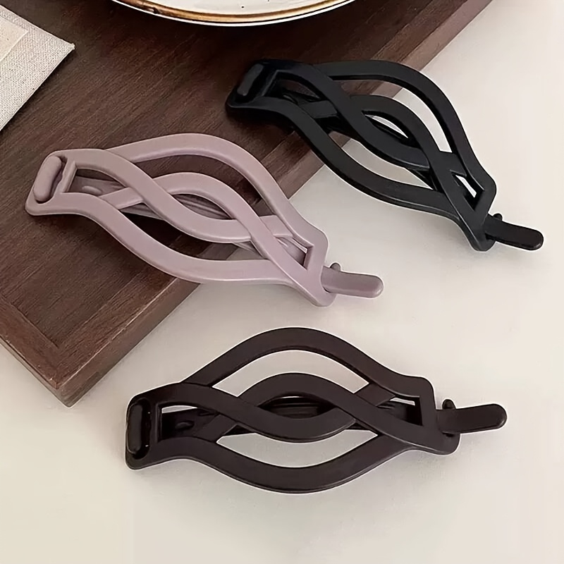 E-shop 3er-Set neue matte minimalistische gedrehte -Haarklammern für Damen, gedrehte Klammern für den Hinterkopf, Haarkrallen-Clips