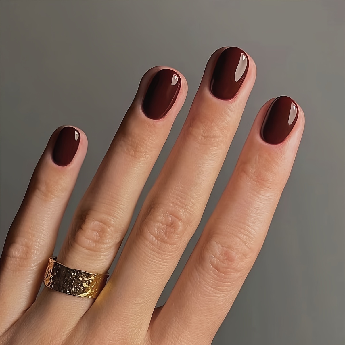 

24 Pieces Of Coffee Brown French Tip Press-on Nail Tips, Short And Square Shape, With Jelly Glue And Curler, Perfect For Daily Wear And Women