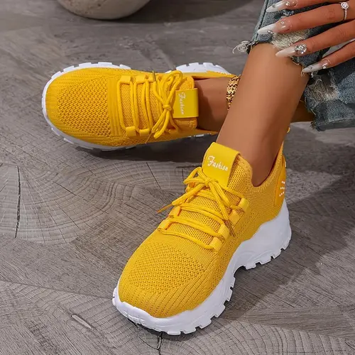 womens breathable knit running sneakers lightweight and comfortable lace sole white low toe suitable for year round casual wear and light sports activities