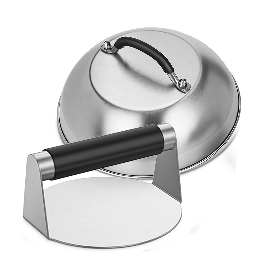 E-shop Käseschmelzdome und Hamburgerpress, 5,5-Zoll (ca. ) Grillpress mit 9-Zoll (ca. 22,5 cm) Backdeckel, Hamburgerzerkleinerer aus Edelstahl,