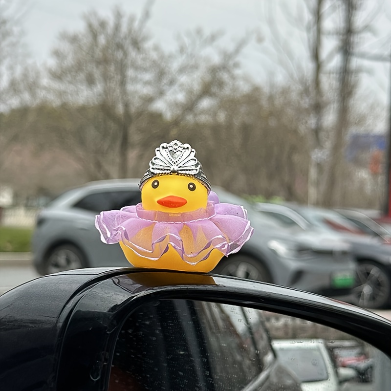 

1pc Cute Crown Skirt Duck Car Decoration Rearview Mirror Decoration