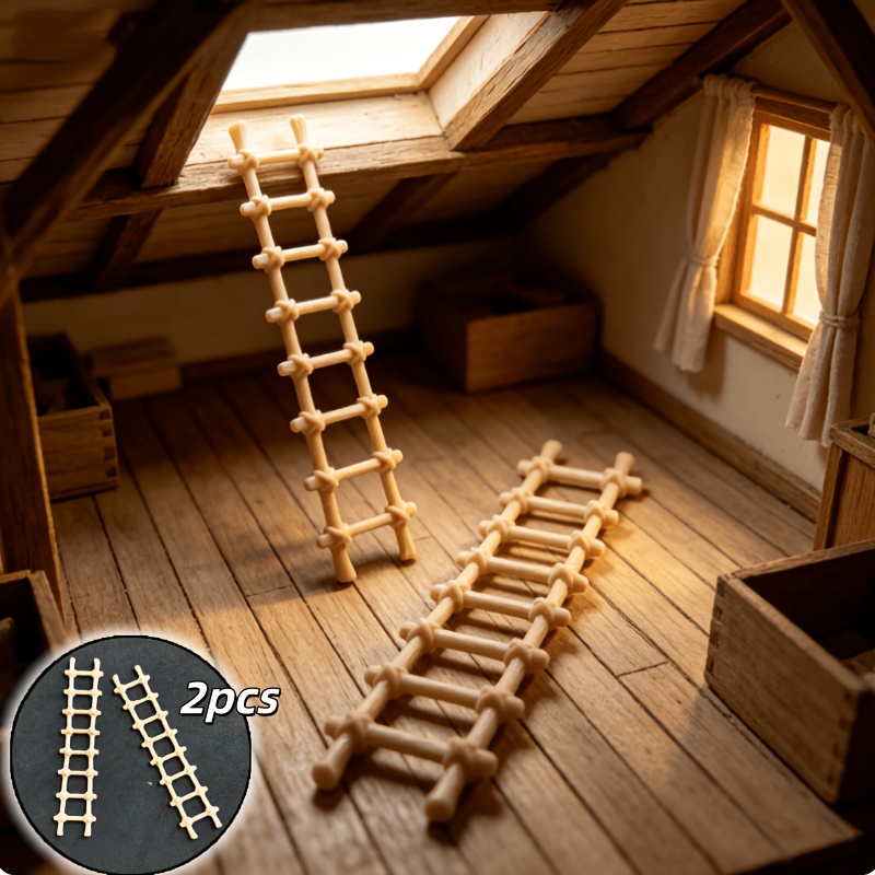 TEMU 2pcs, Ladder Model Ornaments, Suitable For Doll House Decoration, Miniature Scene Decoration And Layout Accessories