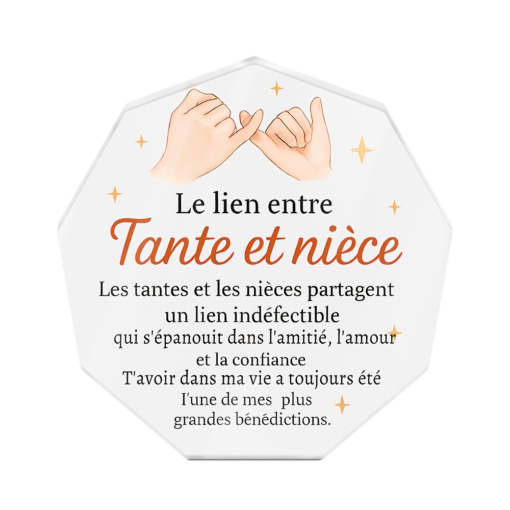 TEMU Décoration Putuo plate 2D 1pc, panneau en acrylique de nonogone français, décoration de table, entre tante et nièce, décoration de bureau pour