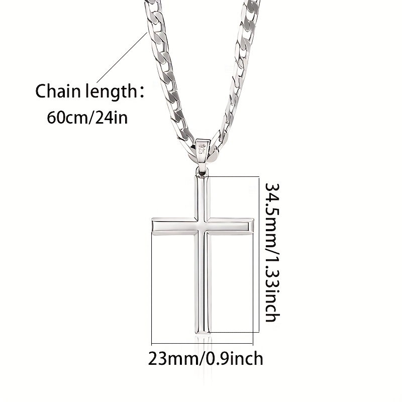 Image of Women's Jewelry 925 Sterling Silvery Ladies Necklace 5mm Cuban Silvery Cross Pendant Necklace Fashion Trend Charm Item Unisex Gift For Women Easter Valentine's Day Gift Birthday Gift With Gift Box