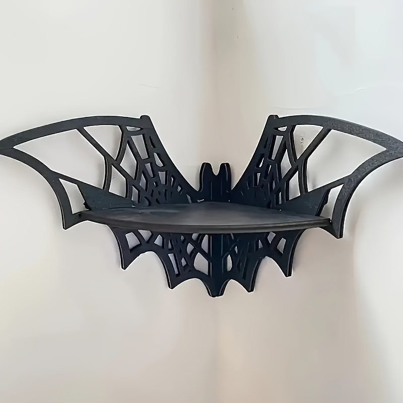 

Vintage Animal Theme Corner Shelf - Manufactured Wood & Bat Wall Hanging Storage Rack For Bedroom, Bathroom, Kitchen - Decorative Gothic-style Floating Shelves