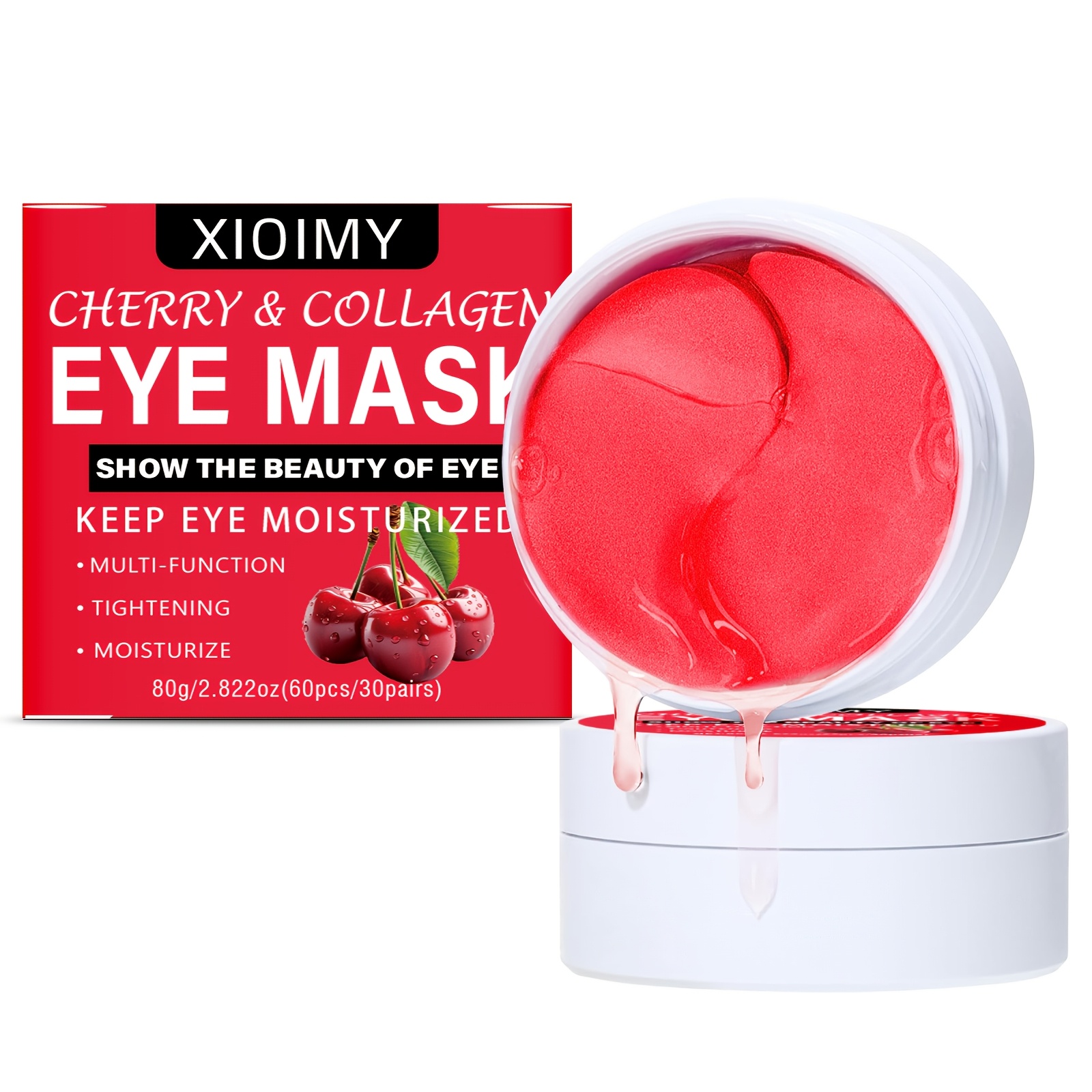 Image of 60pcs Cherry And Collagen Jelly Eye Mask, Moisturizing Skin, Brightening Skin, Bidding Farewell To And Dullness, Making Skin And More Delicate. Eye Care, Soft Texture