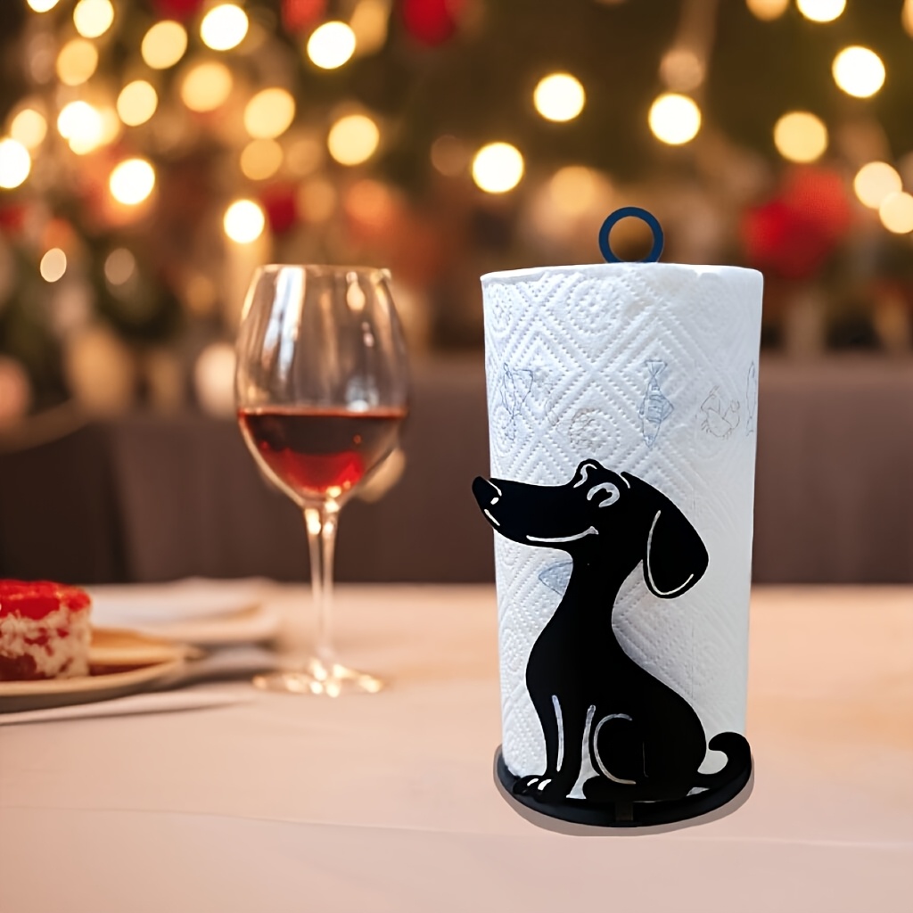 Image of 2d Flat Acrylic Cute Black Silhouette Dog Paper Holder, Suitable For Kitchen Tissue Holder, Stable And Durable, Easter Decoration, Mother's Day Gift, 2d Flat