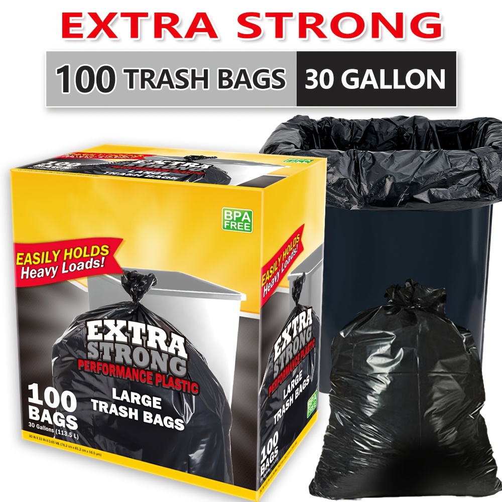 

Boxs Of Bags 30 Gallon Black Disposable Large Trash Bags For Large Kitchen Trash Can, Count 113.5l Multipurpose Cleaning Supplies For Industrial, Garden, Home, Commercial - , Leak-proof,