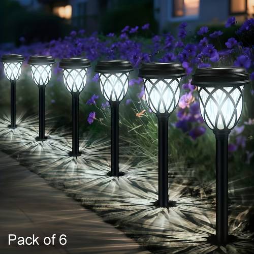 6 or 12 pack solar garden lights outdoor outdoor white lights with unique light and shadow effects for pathway yard patio walkway driveway garden lawn decor