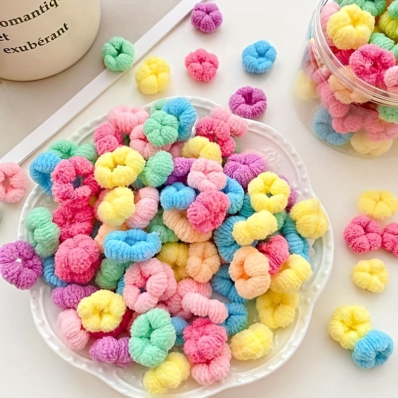 100pcs Colored Elastic Pineapple Hair Scrunchies
