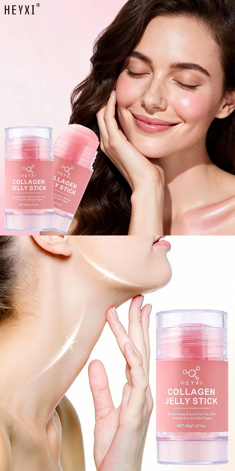 Stick Gel Instant pentru Lifting și Fermitate Facială și Gât cu Colagen, Reduce Aspectul Ridurilor, Fermitatea Pielii, Semnele de Îmbătrânire, Diminuează Cearcănele, Petele de Sângerare sau Imperfecțiuni, Nivulează Tonul Pielii, Netezește Pielea