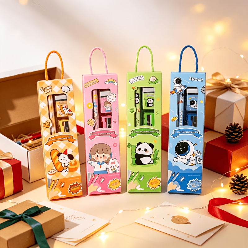 20pcs Cartoon Pencil Set with Eraser & Sharpener, 5-In-1 Kit