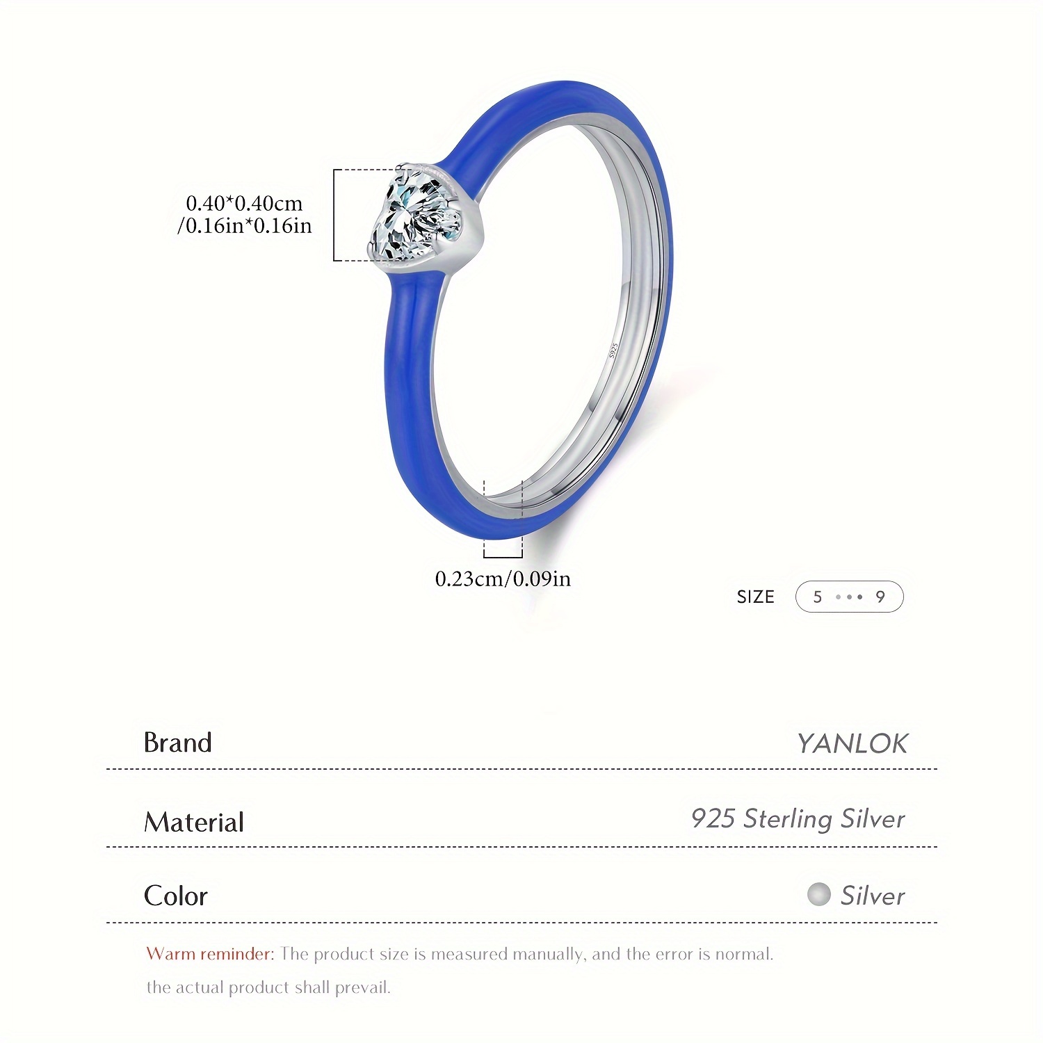 Women's 925 Sterling Silver Colorful Enamel Hearts Stackable Ring