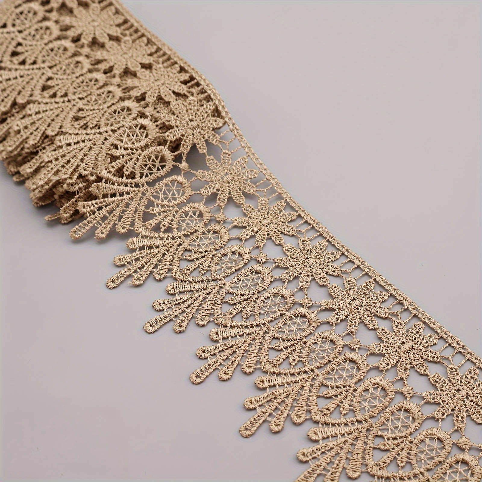 15 Yards Cotton Eyelet Lace Trim - 1-3/8 Inch Wide Floral Embroidery Ribbon For Sewing & Crafts