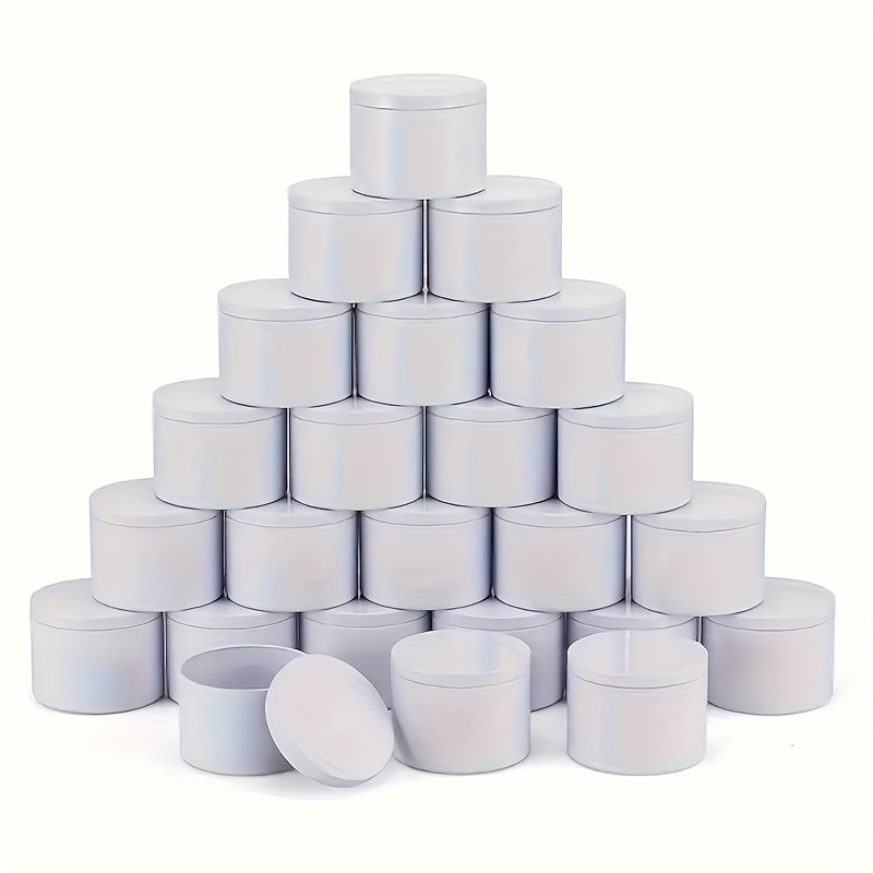 

Set Of 12 Matte White Iron Candle Tins With For Candle Making - Small Business Bulk Empty Candle Containers 4oz/8oz