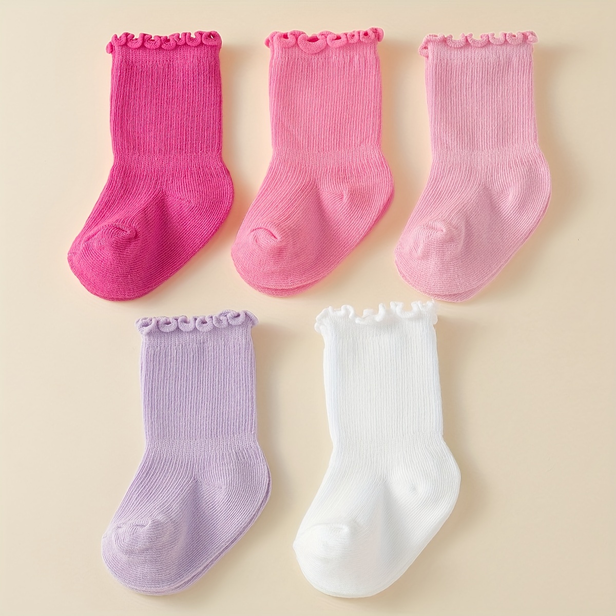 

5 Pairs Of Autumn Multi-color Cartoon Cute Baby Mid-tube Socks