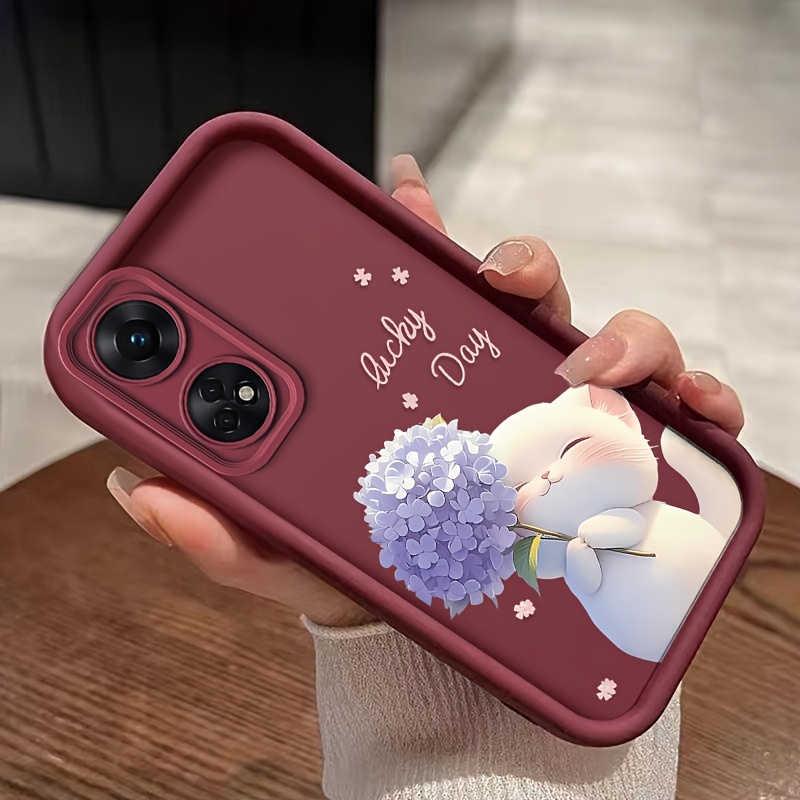 TEMU Adorable Cartoon Cat Flower Phone Case Designed For Oppo Reno 8t 4g And 5g, Featuring A Soft Tpu Material That Offers Shockproof Protection And