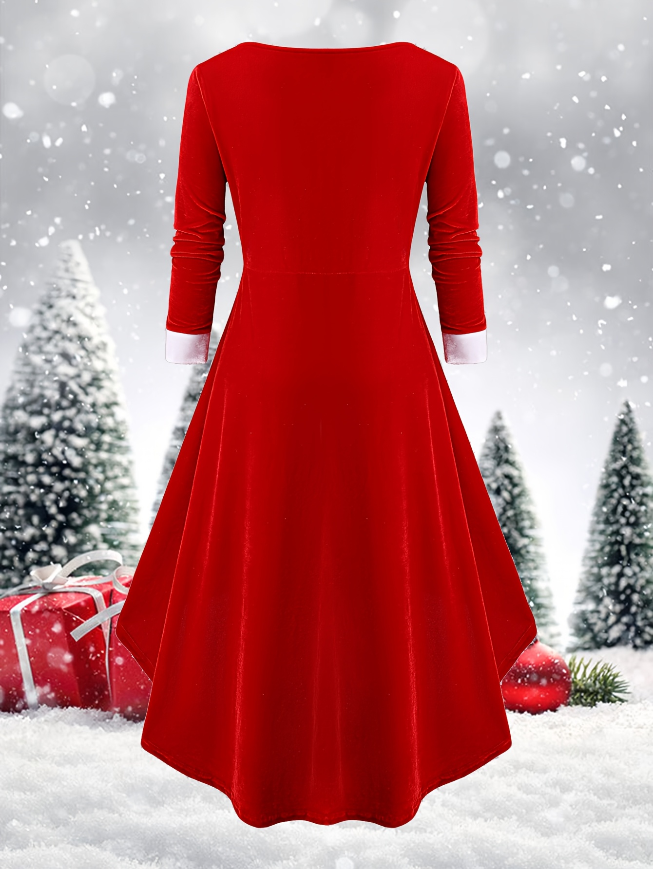 white christmas dresses Plus Size Xmas Christmas Holiday Festive Long Red Dress main image 1