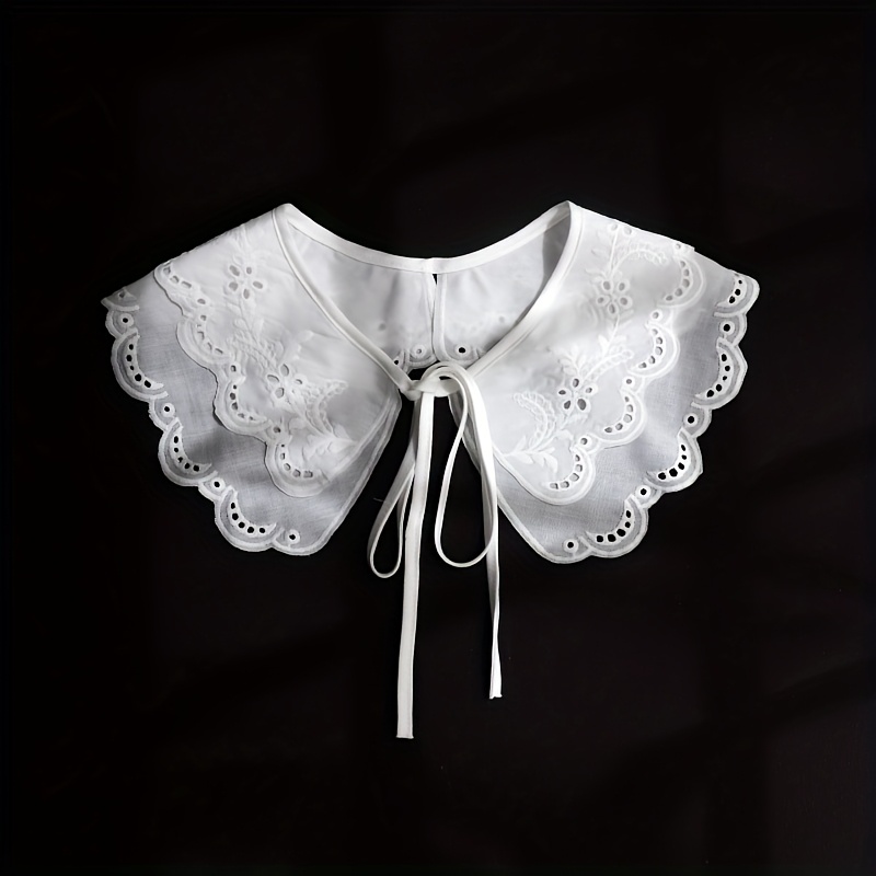 TEMU Châle 1 pièce en dentelle brodée à double épaisseur, doux et adorable, avec faux col à l'extérieur