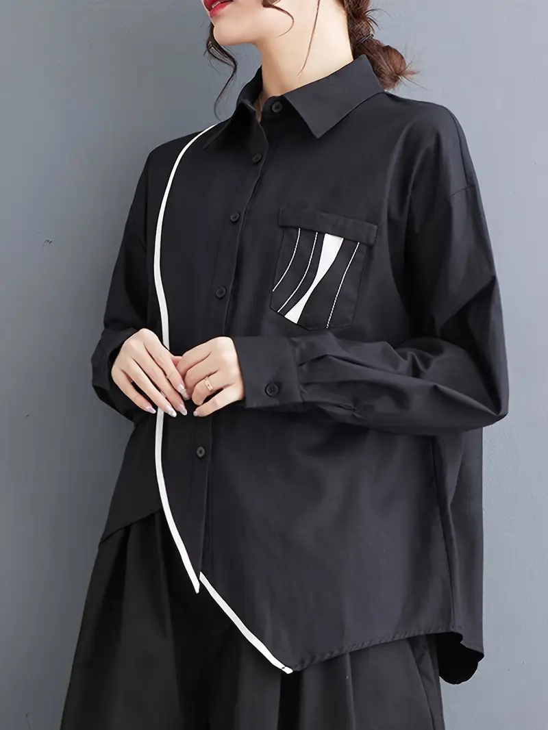 korean japanese asymmetrical design shirt stand collar long - Temu korean japanese asymmetrical design shirt stand collar long - Temu