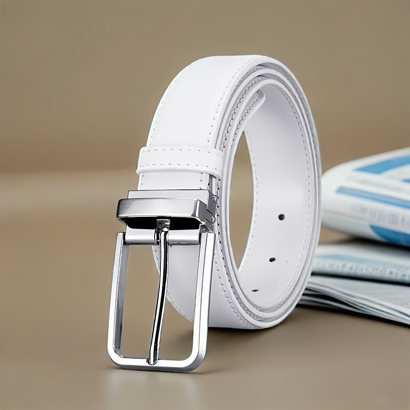 ceintures homme blanches et noires en cuir pu avec boucle