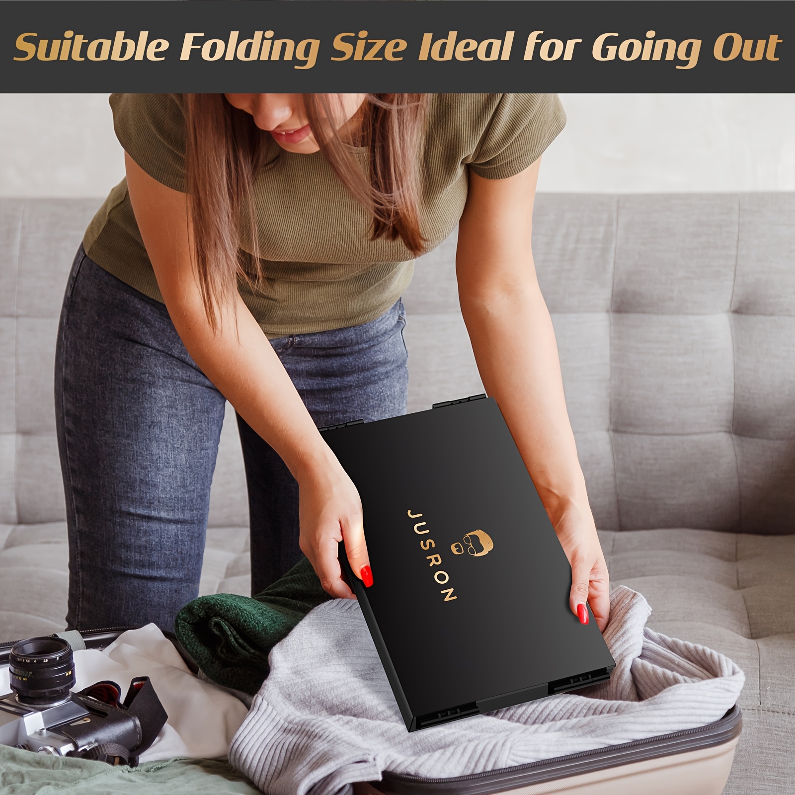 Foldable 3-Panel Vanity Mirror with Suction Cups