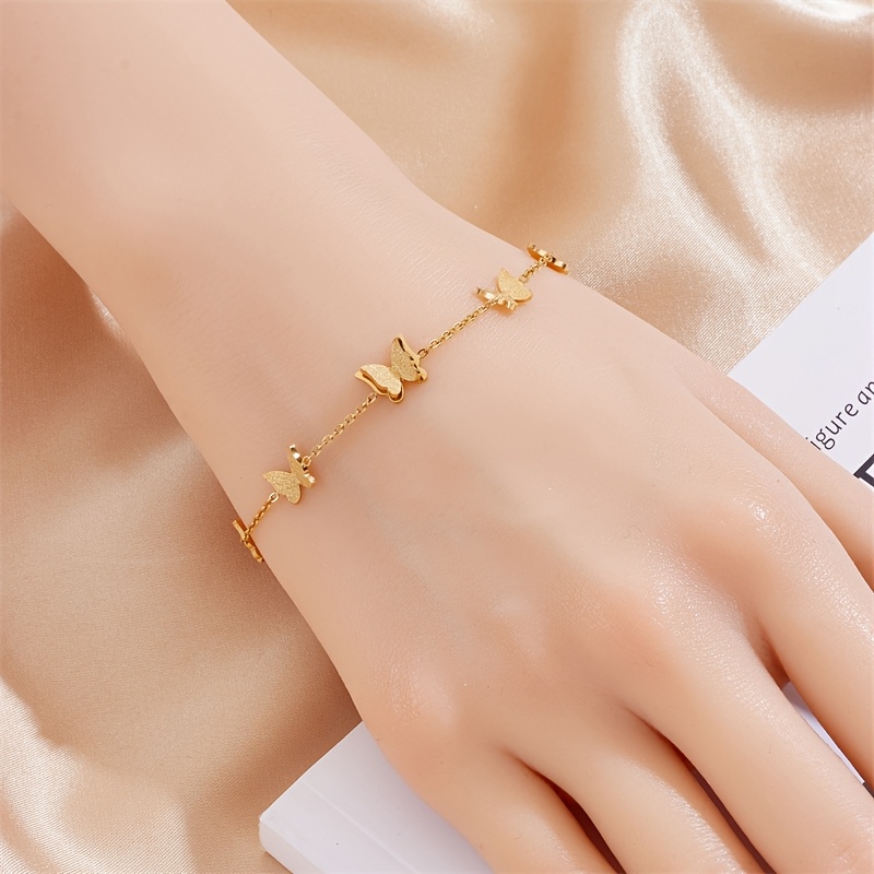 Golden Butterfly Bracelet Stainless Steel Delicate Chain