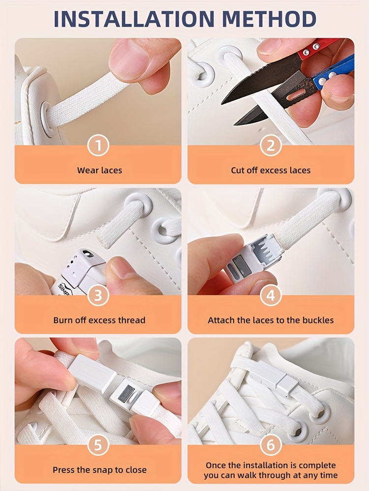 COSYLEE Magnetic No-Tie Elastic Shoelaces - 1 Pair, Fashionable & Easy for Sneakers and Boots, Lazy, Suitable for Sports Shoes