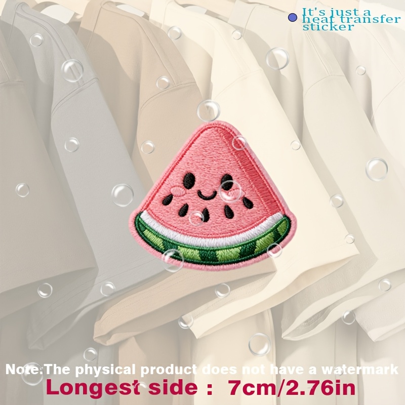 TEMU Adhesivo adorable de con carne rosa, rayas verdes y cara sonriente. Stickers suaves, coloridos y de transferencia de , adecuados para como ropa,
