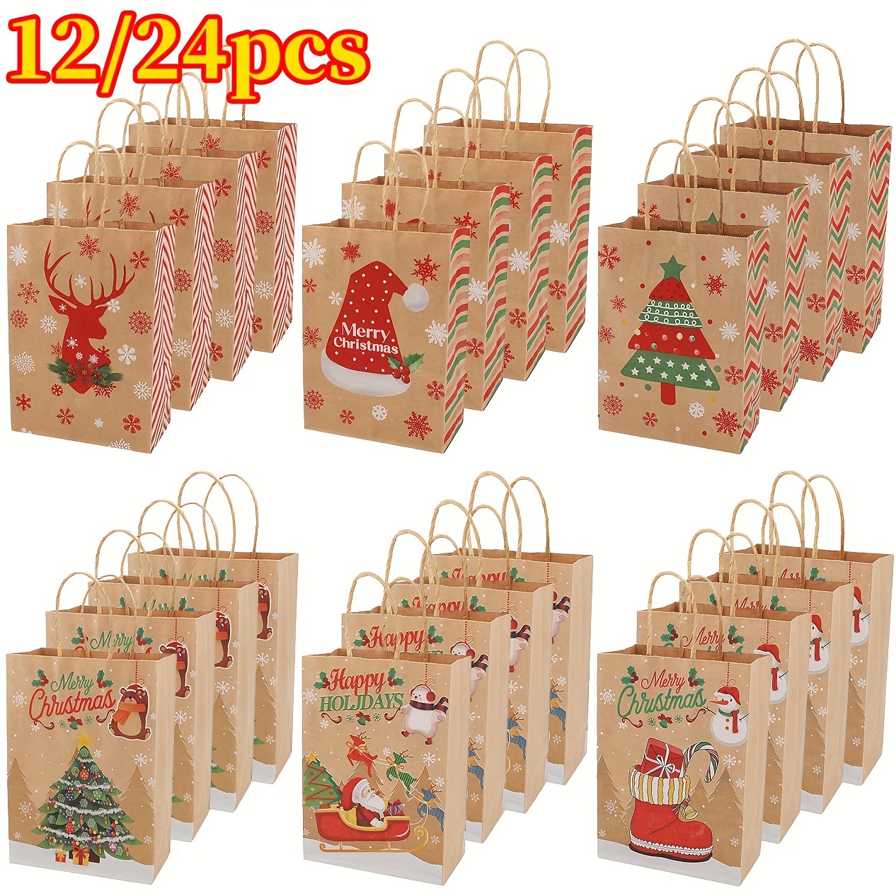 Tiamon 24 Pcs Large Winter Gift Bags With Handles Bulk Snowflake Tote - View #7