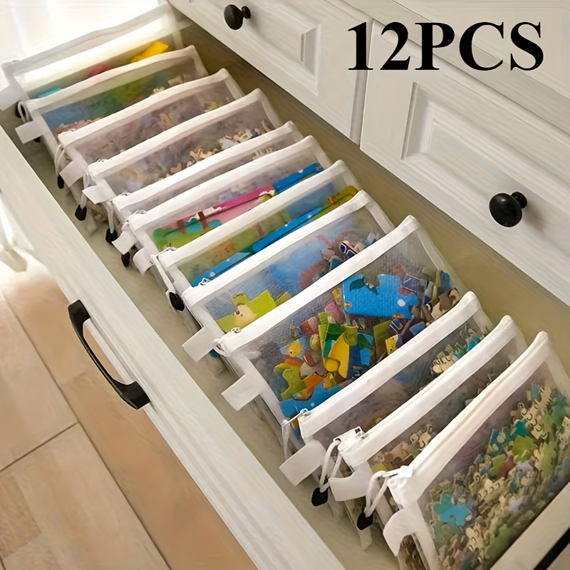 TEMU 12 pièces Ensemble de Sacs à Fermeture Éclair en Grande Capacité en Trois Tailles, avec Design en Transparent pour Porte-documents, Trousses à