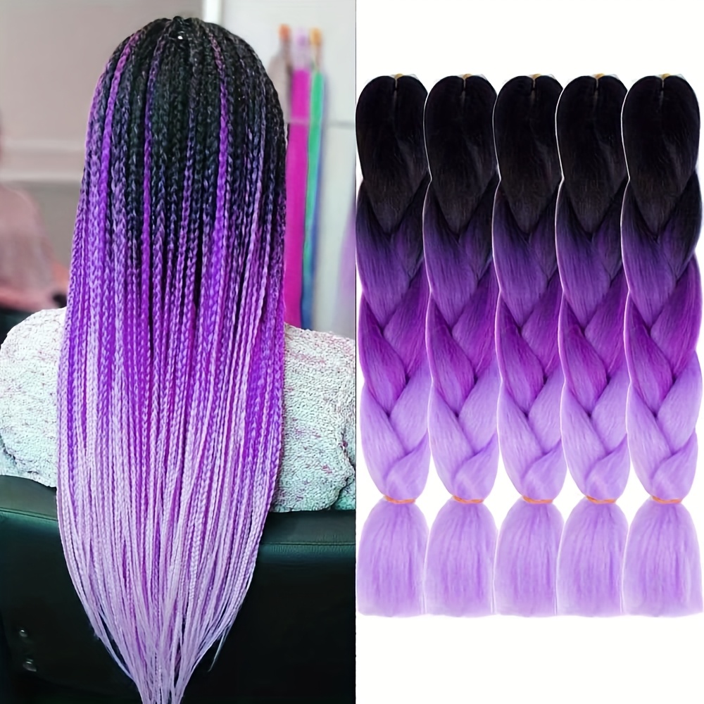 TEMU Colorate per Capelli 5 pezzi Sintetiche Extension Capelli 24 Pollici Tre Tonalit� per a Scatola Twist Uncinetti 100G (#47 a Verde)