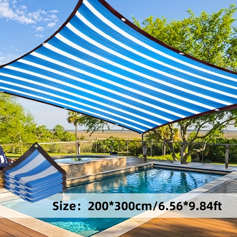 Image of Rectangular Shade Cloth Canvas 80% Light Blocking Rate Outdoor Terrace Courtyard Lawn Carport Cover Net Shade Cloth, Greenhouse Garden Swimming Pool Pet Shade Net Cloth Garden Net Cover With Rings