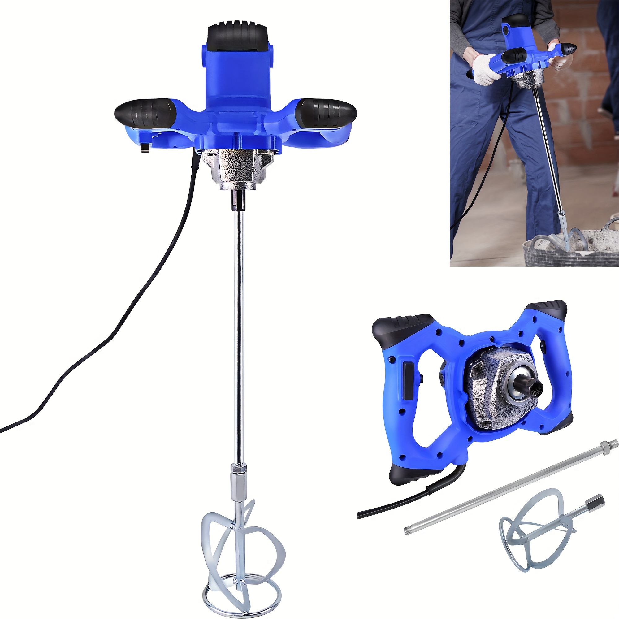 Image of Portable Concrete Mixer, Electric Hand-held Mixer, Portable M14 Cement Mixer With Rod, 6 0-1700rpm, Used For Mixing Cement And Paint