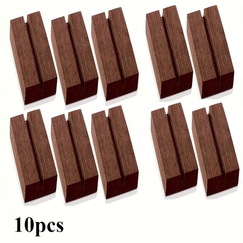 Image of 5/10pcs Wooden Card Holders, Manufactured Wood Table Number Stands For Ceremony, Birthday Party, Home Decor - Fit, Halloween, Christmas