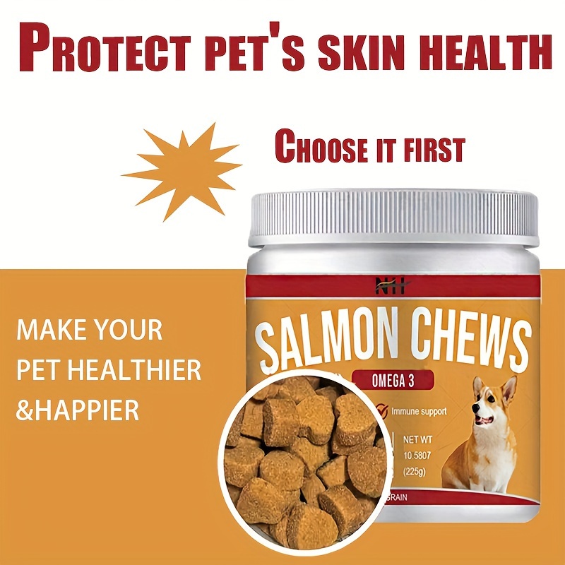 

Salmon Chewable Tablets For Healthy Skin Of Pets-delicious Sugar-free Dairy Products Without Soy, Giving Your Pet The Most Natural Support, Easy To Chew, Added, Balanced Nutrition For A .