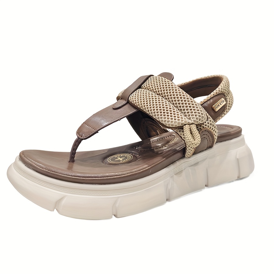 womens casual thick soled sandals with ankle strap open toe summer shoes breathable mesh upper   cover lining adjustable hook and loop closure for   versatile style strappy sandals Product details 5