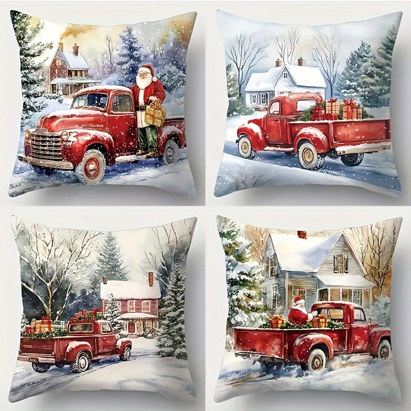 

4pcs Christmas , And , , Zippered Polyester For Sofa , 17.72" X 17.72" -